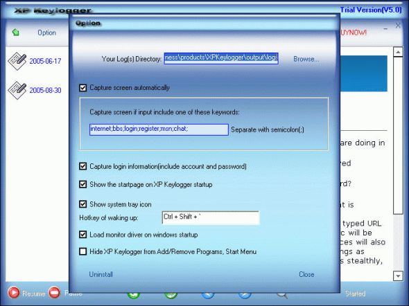 XP Keylogger Screenshot