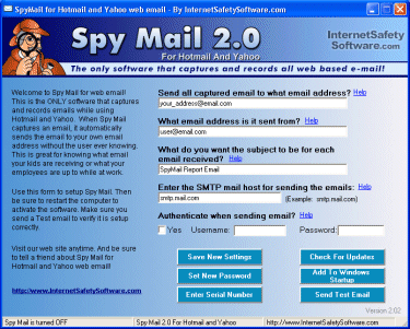 SpyMail For Hotmail And Yahoo Screenshot