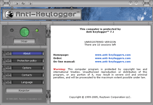 Anti-keylogger Screenshot