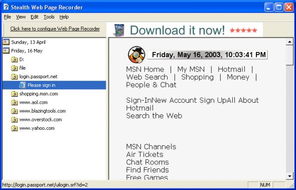 Stealth Web Page Recorder Screenshot