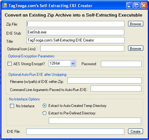 Zip Self-Extractor Creator Screenshot