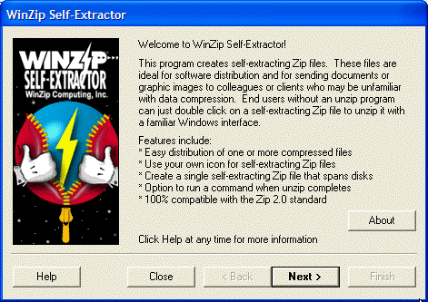 WinZip Self-Extractor Screenshot