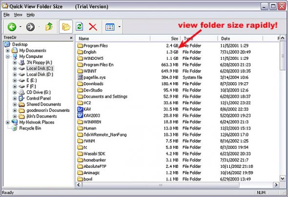 Quick View Folder Size Screenshot