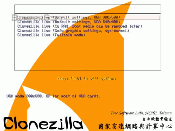 Clonezilla Screenshot