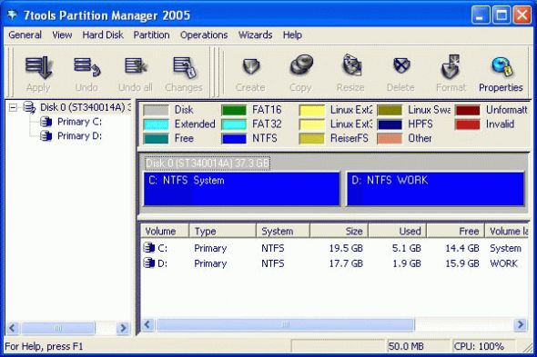 7tools Partition Manager Screenshot