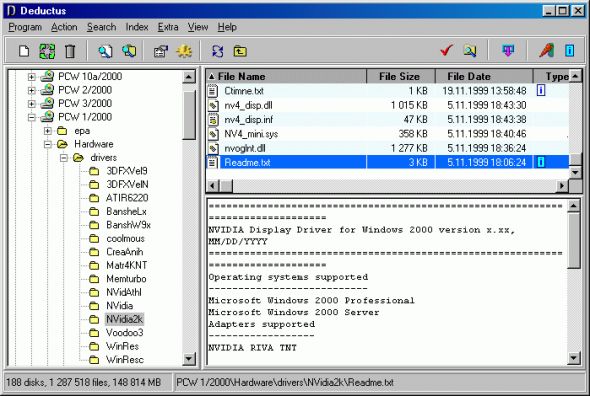 Deductus disk catalog Screenshot