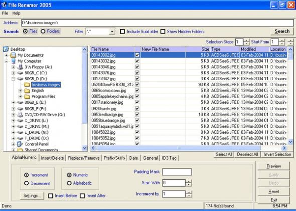File Renamer 2005 Screenshot