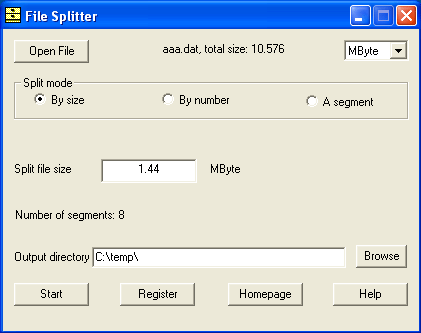 File Splitter Screenshot