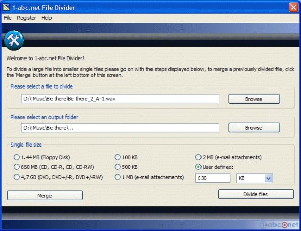 1-abc.net File Divider Screenshot