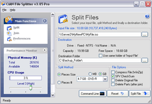 CiAN File Splitter Screenshot