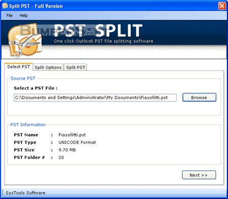 Split PST Screenshot