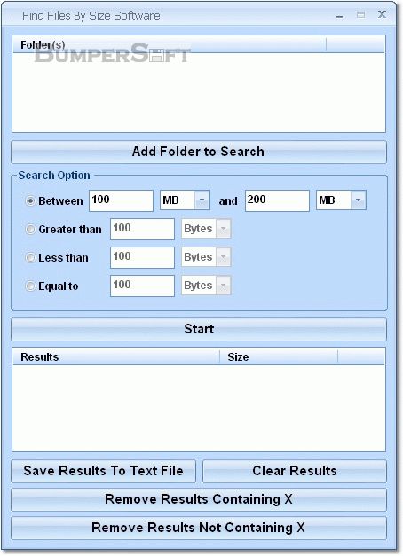 Find Files By Size Software Screenshot
