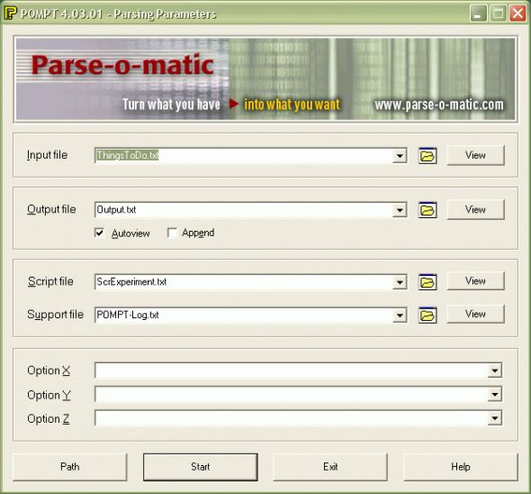 Parse-O-Matic Power Tool (POMPT) Screenshot