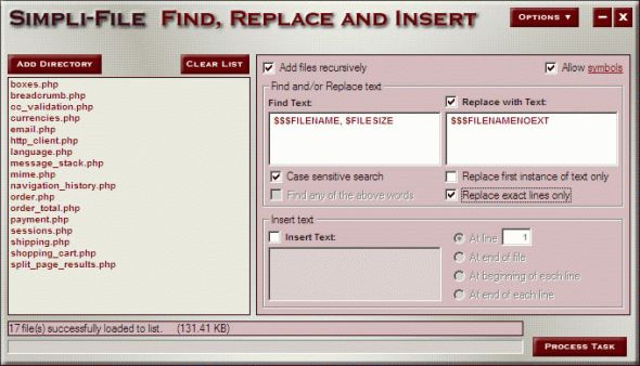 Simpli-File Find Replace and Insert Screenshot