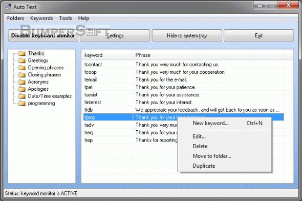 AutoText (formerly TypeAccess) Screenshot