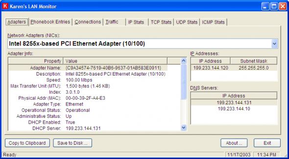 LAN Monitor Screenshot
