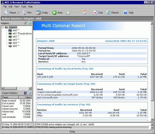 Network Traffic Multi Optional Report Screenshot