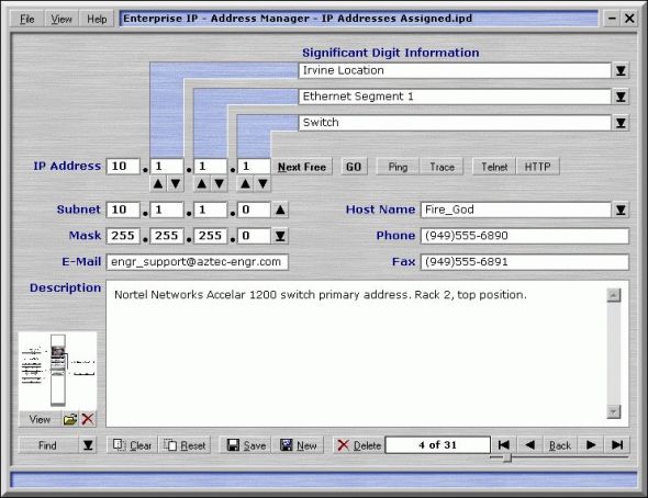 Enterprise IP - Address Manager Screenshot