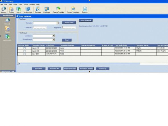 CI Discovery Network Inventory Screenshot