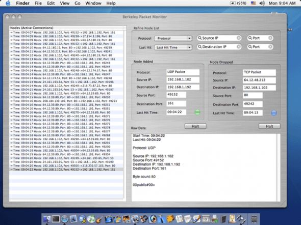Berkeley Packet Monitor Screenshot