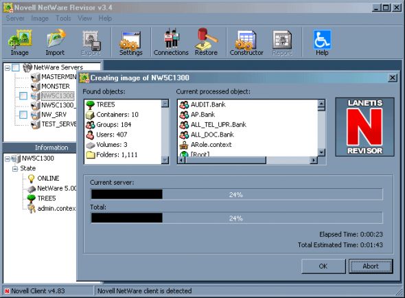 Novell NetWare Revisor Screenshot