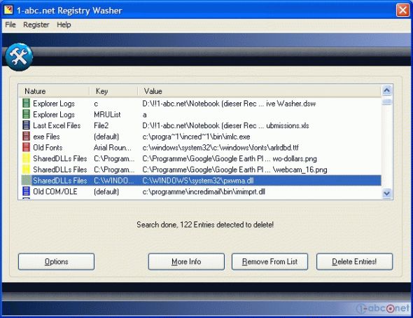 1-abc.net Registry Washer Screenshot