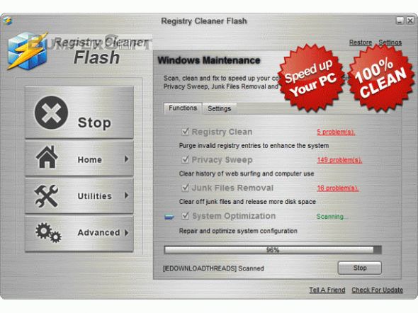 Registry Cleaner Flash Screenshot