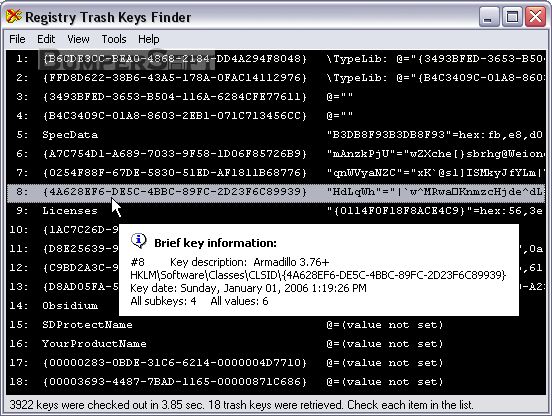 Registry Trash Keys Finder Screenshot