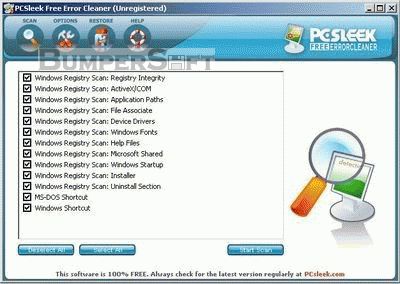 PCSleek Free Error Cleaner Screenshot