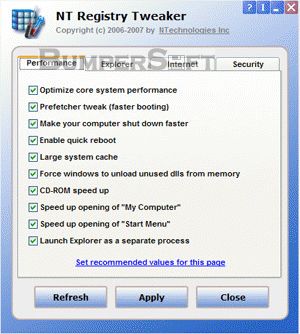 NT Registry Tweaker for U3 flash drives Screenshot