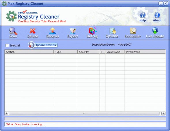 Max Registry Cleaner Screenshot