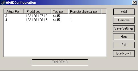 Alarit Net Serial Driver (ANSD) Screenshot