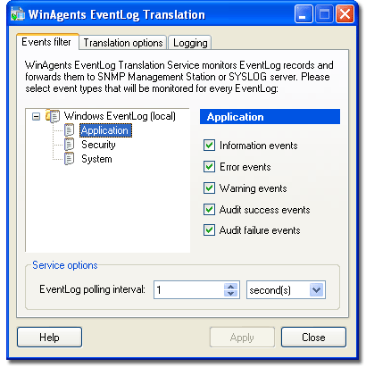 EventLog Translation Service Screenshot