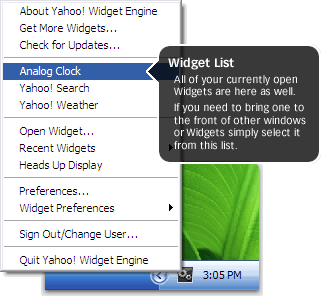 Yahoo! Widget Engine (Mac OS X) Screenshot