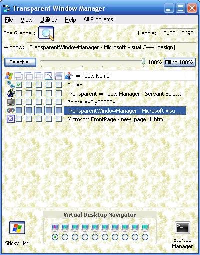 Transparent Window Manager Screenshot