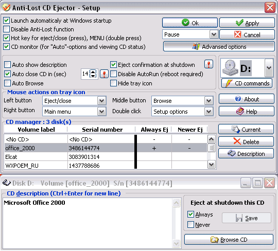 Anti-lost CD Ejector Lite Screenshot