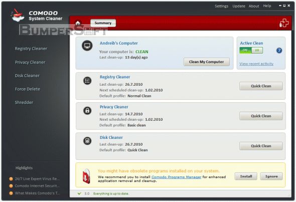 Comodo System-Cleaner Screenshot