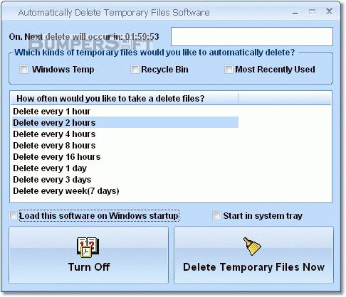 Automatically Delete Temporary Files Software Screenshot