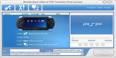 Wondershare Video to PSP Converter Screenshot