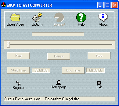 MKV to AVI Converter Screenshot
