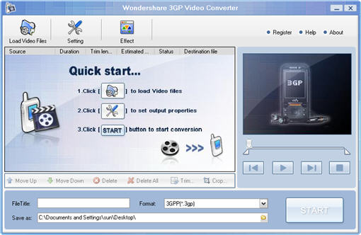 Wondershare 3GP Video Converter Screenshot