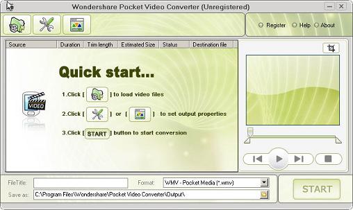 Wondershare Pocket Video Converter Screenshot