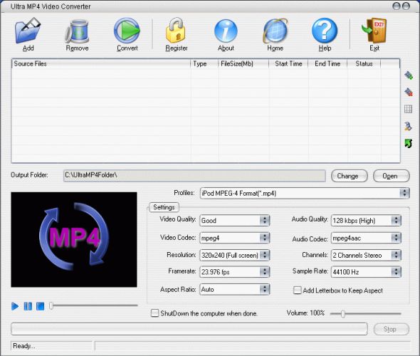 Ultra MP4 Video Converter Screenshot
