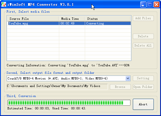 iWinSoft MP4 Converter Screenshot