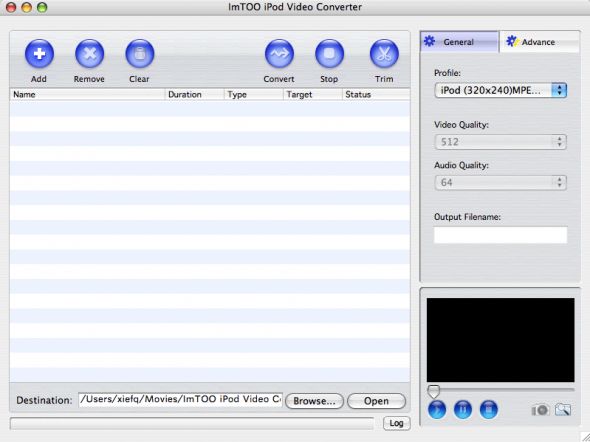 ImTOO iPod Video Converter for Mac Screenshot