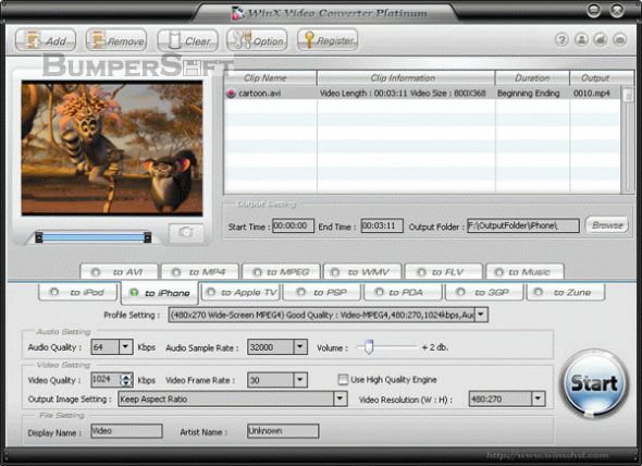 WinX Video Converter Platinum Screenshot
