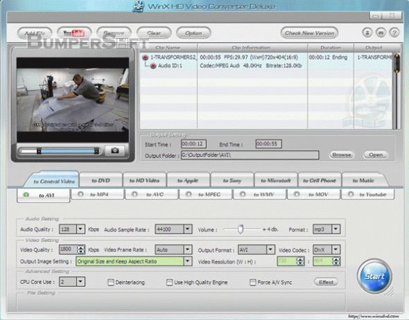 WinX HD Video Converter Deluxe Screenshot