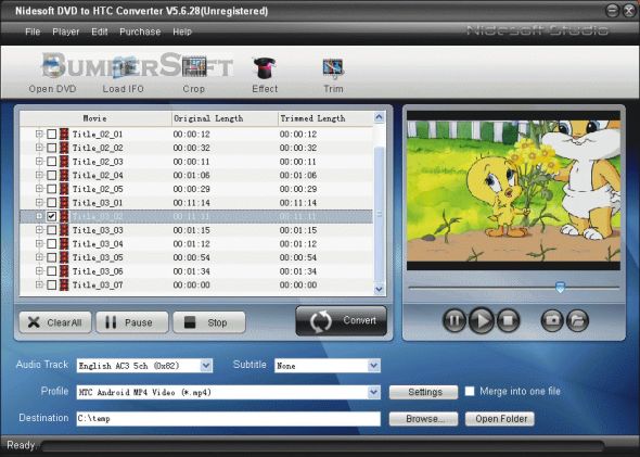 Nidesoft DVD to HTC Converter Screenshot