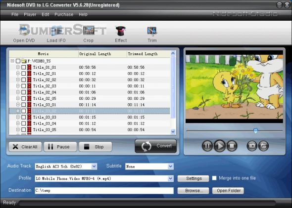 Nidesoft DVD to LG Converter Screenshot