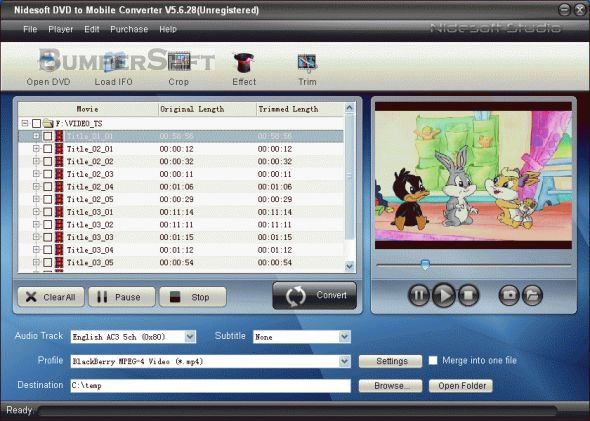 Nidesoft DVD to Mobile Converter Screenshot